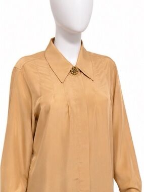 Vintage Mondial Atelier Paris Italy Satin Blouse Gold M/38 Ornate Buttons